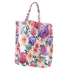 Country-chic Watercolor Flowers Giant Grocery Tote by GardenOfOphir