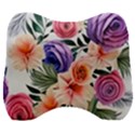 Country-chic Watercolor Flowers Velour Head Support Cushion View1