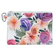 Country-chic Watercolor Flowers Canvas Cosmetic Bag (xl) by GardenOfOphir