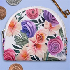 Country-chic Watercolor Flowers Horseshoe Style Canvas Pouch by GardenOfOphir