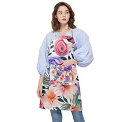 Country-chic Watercolor Flowers Pocket Apron