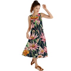 Choice And Creative Watercolor Flowers Summer Maxi Dress by GardenOfOphir