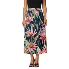 Choice And Creative Watercolor Flowers Classic Midi Chiffon Skirt