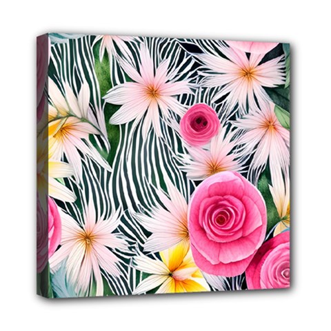 Classy And Chic Watercolor Flowers Mini Canvas 8  X 8  (stretched) by GardenOfOphir