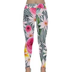 Classy And Chic Watercolor Flowers Classic Yoga Leggings by GardenOfOphir