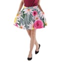 Classy And Chic Watercolor Flowers A-Line Pocket Skirt View1