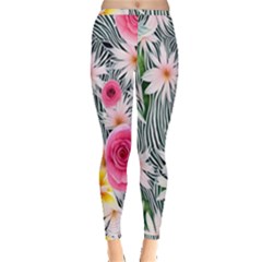 Classy And Chic Watercolor Flowers Inside Out Leggings by GardenOfOphir