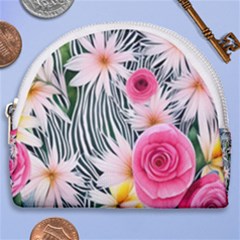 Classy And Chic Watercolor Flowers Horseshoe Style Canvas Pouch by GardenOfOphir