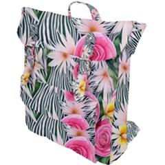 Classy And Chic Watercolor Flowers Buckle Up Backpack by GardenOfOphir