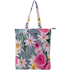 Classy And Chic Watercolor Flowers Double Zip Up Tote Bag by GardenOfOphir