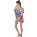 Classy And Chic Watercolor Flowers Frill Detail One Piece Swimsuit View2