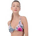 Classy And Chic Watercolor Flowers Knot Up Bikini Top View1