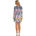 Classy And Chic Watercolor Flowers Long Sleeve Deep V Mini Dress  View4