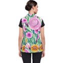 Cheerful And Captivating Watercolor Flowers Women s Puffer Vest View2