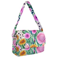 Cheerful And Captivating Watercolor Flowers Courier Bag by GardenOfOphir