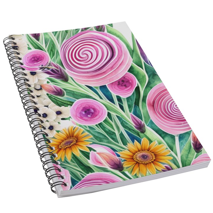 Cheerful And Captivating Watercolor Flowers 5.5  x 8.5  Notebook