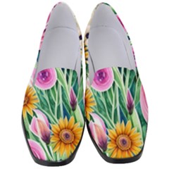 Cheerful And Captivating Watercolor Flowers Women s Classic Loafer Heels by GardenOfOphir