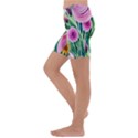 Cheerful And Captivating Watercolor Flowers Kids  Lightweight Velour Capri Yoga Leggings View2