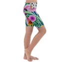 Cheerful And Captivating Watercolor Flowers Kids  Lightweight Velour Cropped Yoga Leggings View3