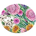 Cheerful And Captivating Watercolor Flowers Wooden Puzzle Round View3