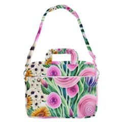 Cheerful And Captivating Watercolor Flowers Macbook Pro 16  Shoulder Laptop Bag by GardenOfOphir