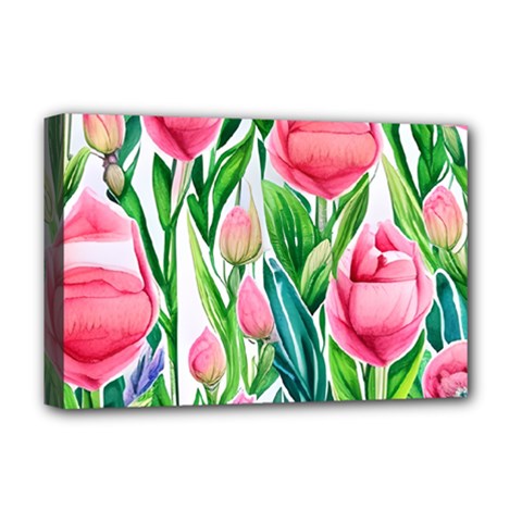 Cheerful And Captivating Watercolor Flowers Deluxe Canvas 18  X 12  (stretched) by GardenOfOphir