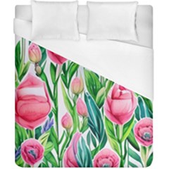 Cheerful And Captivating Watercolor Flowers Duvet Cover (california King Size) by GardenOfOphir