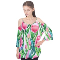 Cheerful And Captivating Watercolor Flowers Flutter Tees