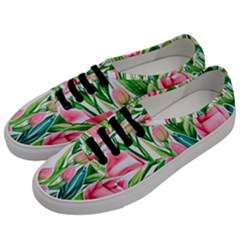 Cheerful And Captivating Watercolor Flowers Men s Classic Low Top Sneakers by GardenOfOphir