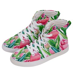 Cheerful And Captivating Watercolor Flowers Men s Hi-top Skate Sneakers by GardenOfOphir