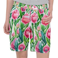 Cheerful And Captivating Watercolor Flowers Pocket Shorts by GardenOfOphir