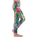 Cheerful And Captivating Watercolor Flowers Kids  Lightweight Velour Leggings View3