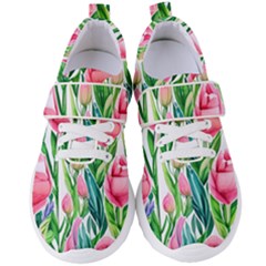 Cheerful And Captivating Watercolor Flowers Women s Velcro Strap Shoes by GardenOfOphir