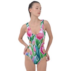 Cheerful And Captivating Watercolor Flowers Side Cut Out Swimsuit by GardenOfOphir