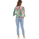 Cheerful And Captivating Watercolor Flowers Bell Sleeve Top View4