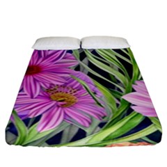 Cheerful Watercolors – Flowers Botanical Fitted Sheet (king Size) by GardenOfOphir