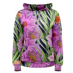 Cheerful Watercolors – Flowers Botanical Women s Pullover Hoodie by GardenOfOphir