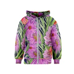 Cheerful Watercolors – Flowers Botanical Kids  Zipper Hoodie by GardenOfOphir