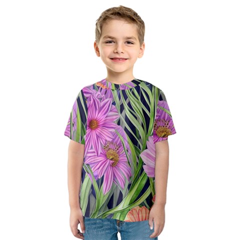 Cheerful Watercolors – Flowers Botanical Kids  Sport Mesh Tee by GardenOfOphir