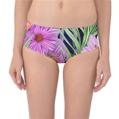 Cheerful Watercolors – Flowers Botanical Mid-waist Bikini Bottoms by GardenOfOphir