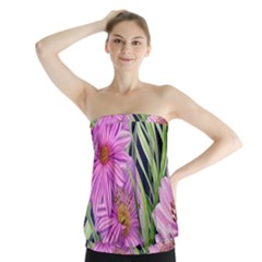 Cheerful Watercolors – Flowers Botanical Strapless Top by GardenOfOphir