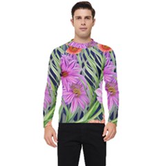 Cheerful Watercolors – Flowers Botanical Men s Long Sleeve Rash Guard by GardenOfOphir