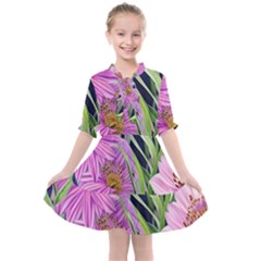 Cheerful Watercolors – Flowers Botanical Kids  All Frills Chiffon Dress by GardenOfOphir