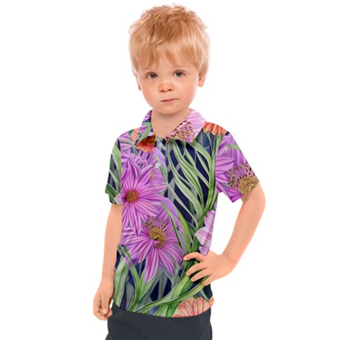 Cheerful Watercolors – Flowers Botanical Kids  Polo Tee by GardenOfOphir