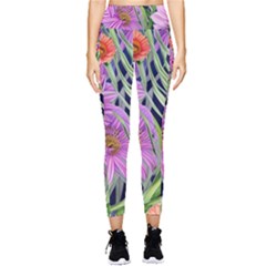 Cheerful Watercolors – Flowers Botanical Pocket Leggings  by GardenOfOphir