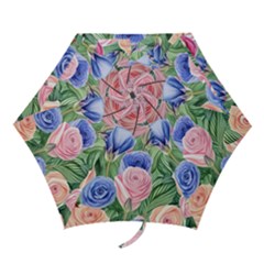 Cheerful Watercolor Flowers Mini Folding Umbrellas by GardenOfOphir