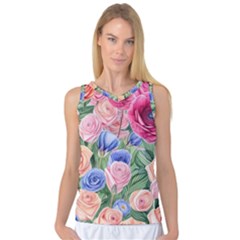 Cheerful Watercolor Flowers Women s Basketball Tank Top by GardenOfOphir