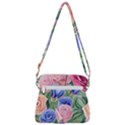 Cheerful Watercolor Flowers Zipper Messenger Bag View3