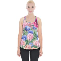 Cheerful Watercolor Flowers Piece Up Tank Top by GardenOfOphir