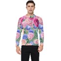 Cheerful Watercolor Flowers Men s Long Sleeve Rash Guard View1